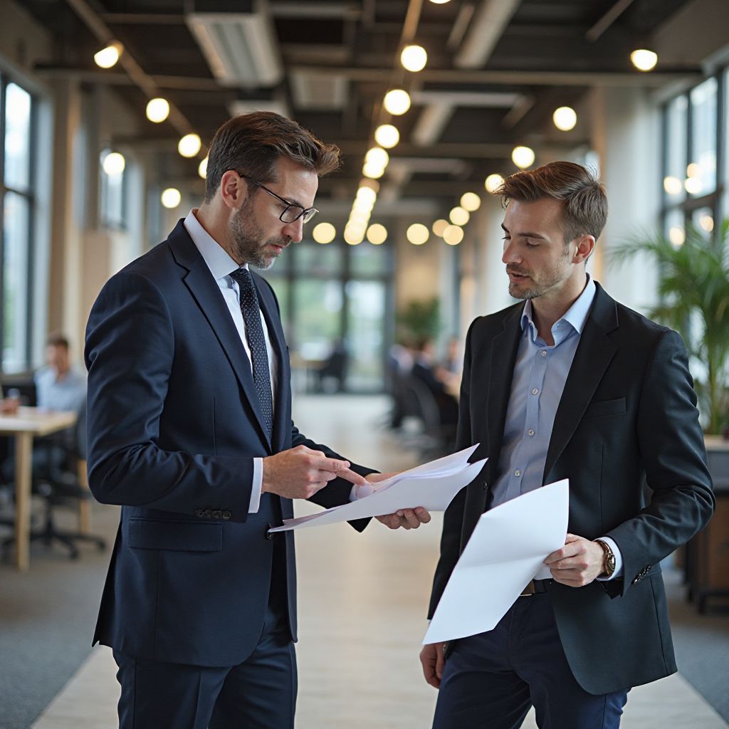 Asesor y cliente en consulta de vehículo