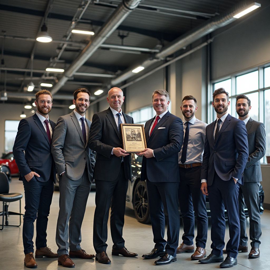 Equipo celebrando premio de industria